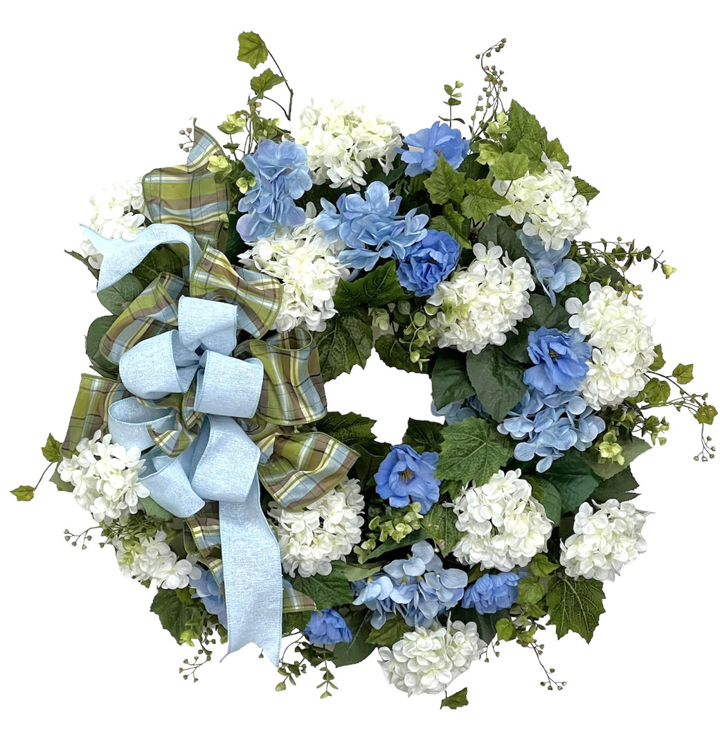 Blue and White Hydrangea Wreath/ENG332