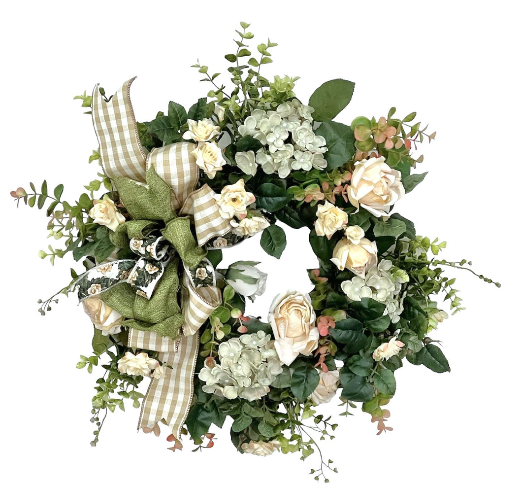 Cream and Green Spring Wreath/ENG335