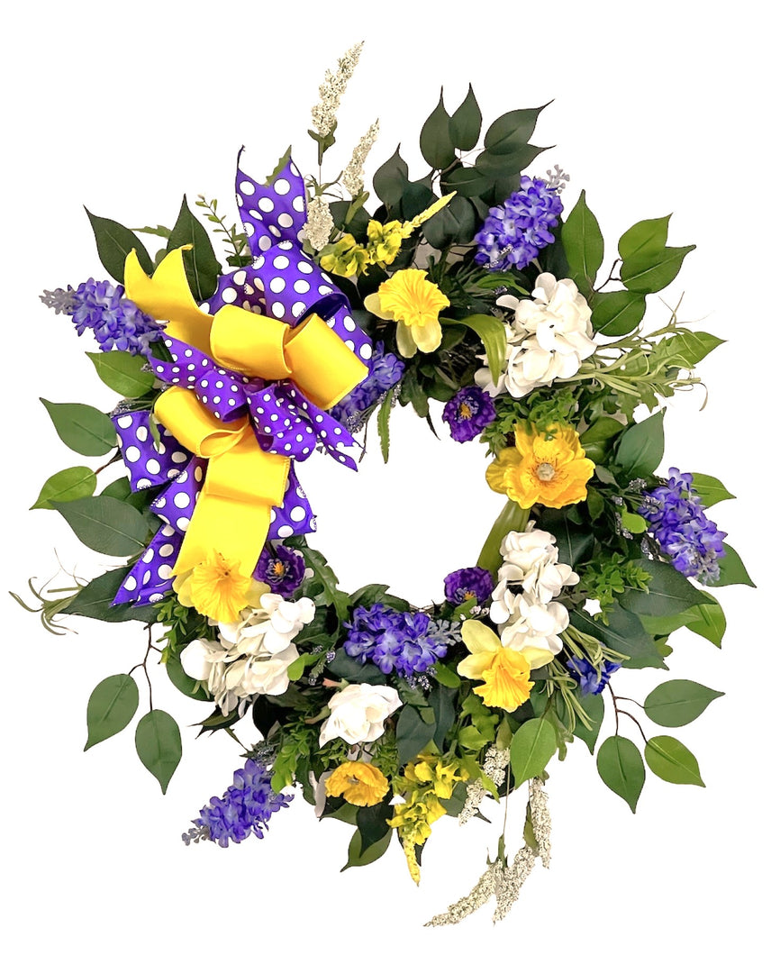 Yellow and Purple Spring Wreath/ENG344