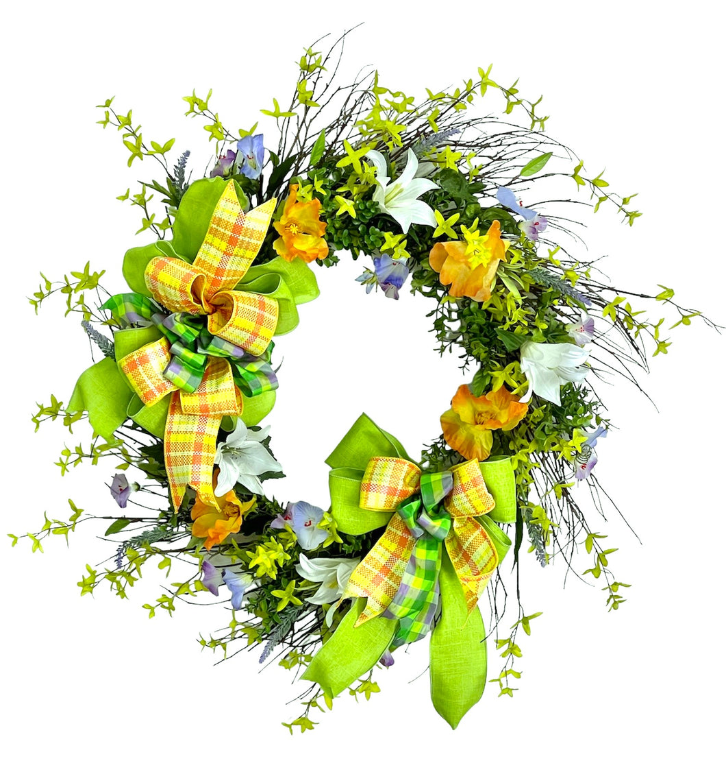 Forsythia and Lily Spring Wreath/ENG357