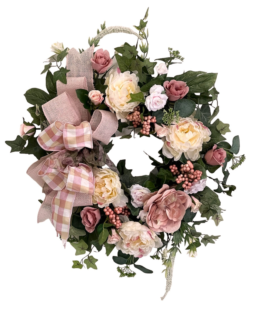Dusty Rose and Cream Everyday Wreath/ENG363