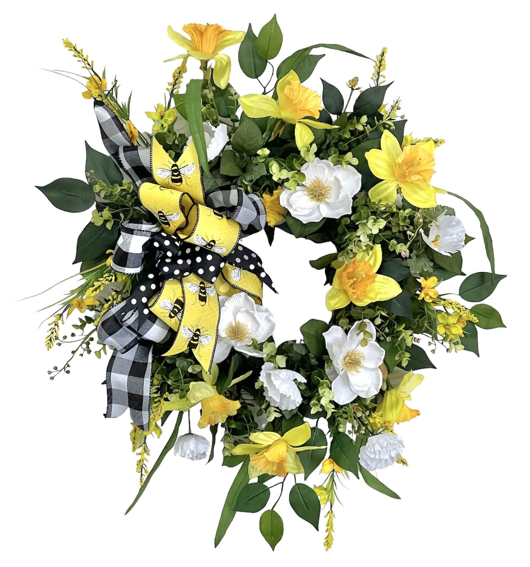 Magnolia and Daffodil Spring Wreath/ENG367