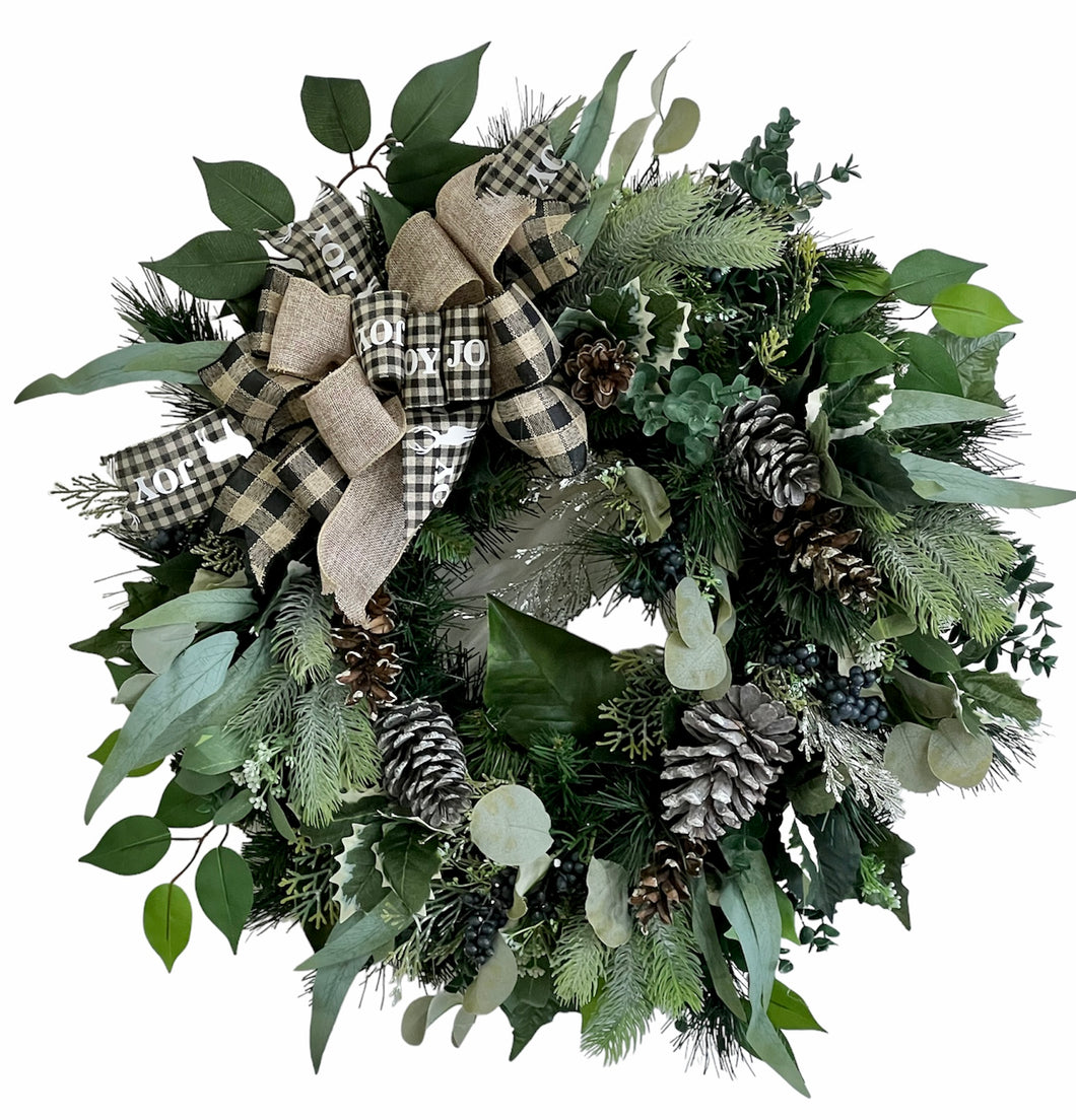 Mixed Greenery and Pinecone Winter Transitional Wreath/Trans163