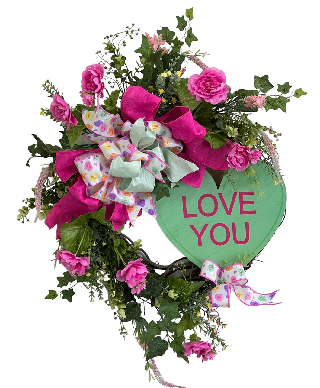 Love You Candy Heart Valentine's Day Wreath/Val94