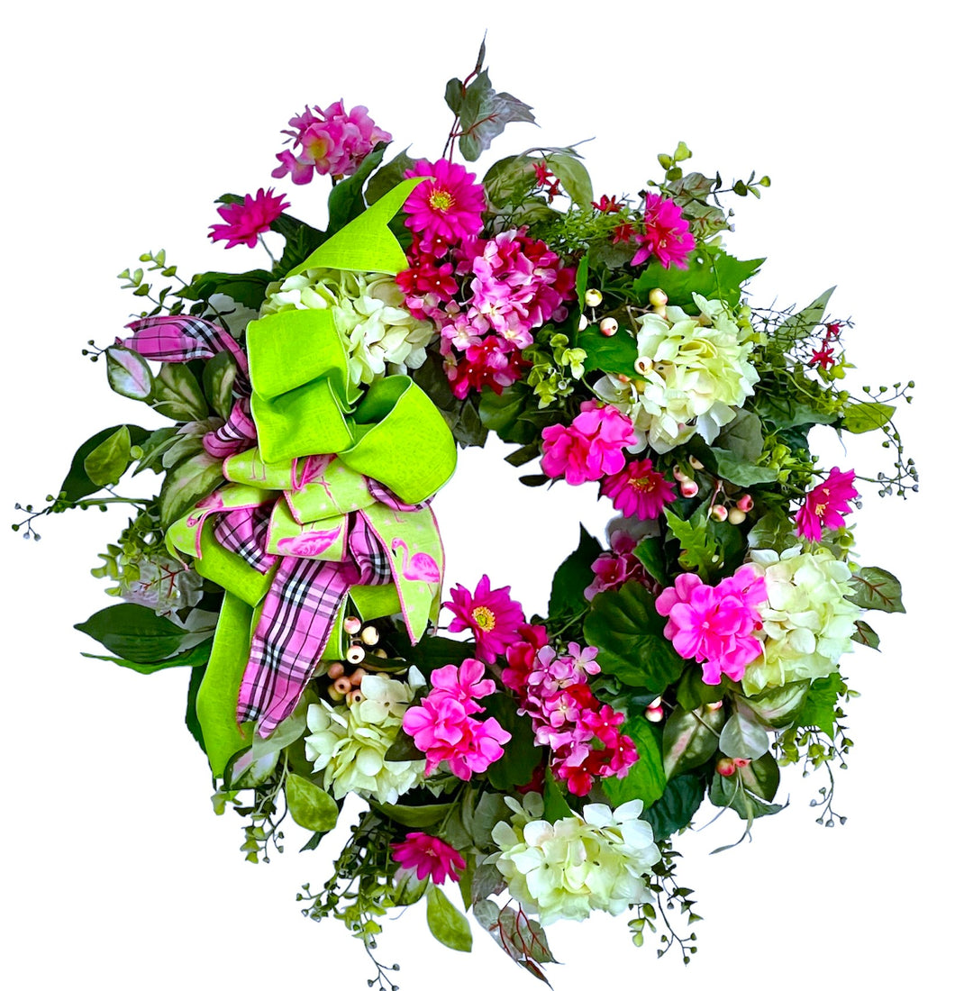 Pink and Lime Flamingo Wreath/VER162