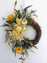 Gold Sunflower Silk Floral Crescent Summer Wreath/Ver51 - April's Garden Wreath