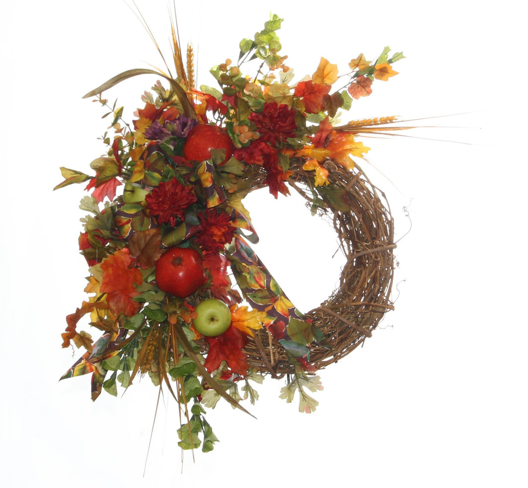 Crescent Style Fall Harvest Wreath/HARV24 - April's Garden